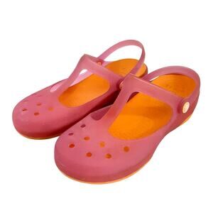 Crocs Carlie Mary Jane Slip On Shoes Jelly Pink Orange Size 7 Slingback Coquette